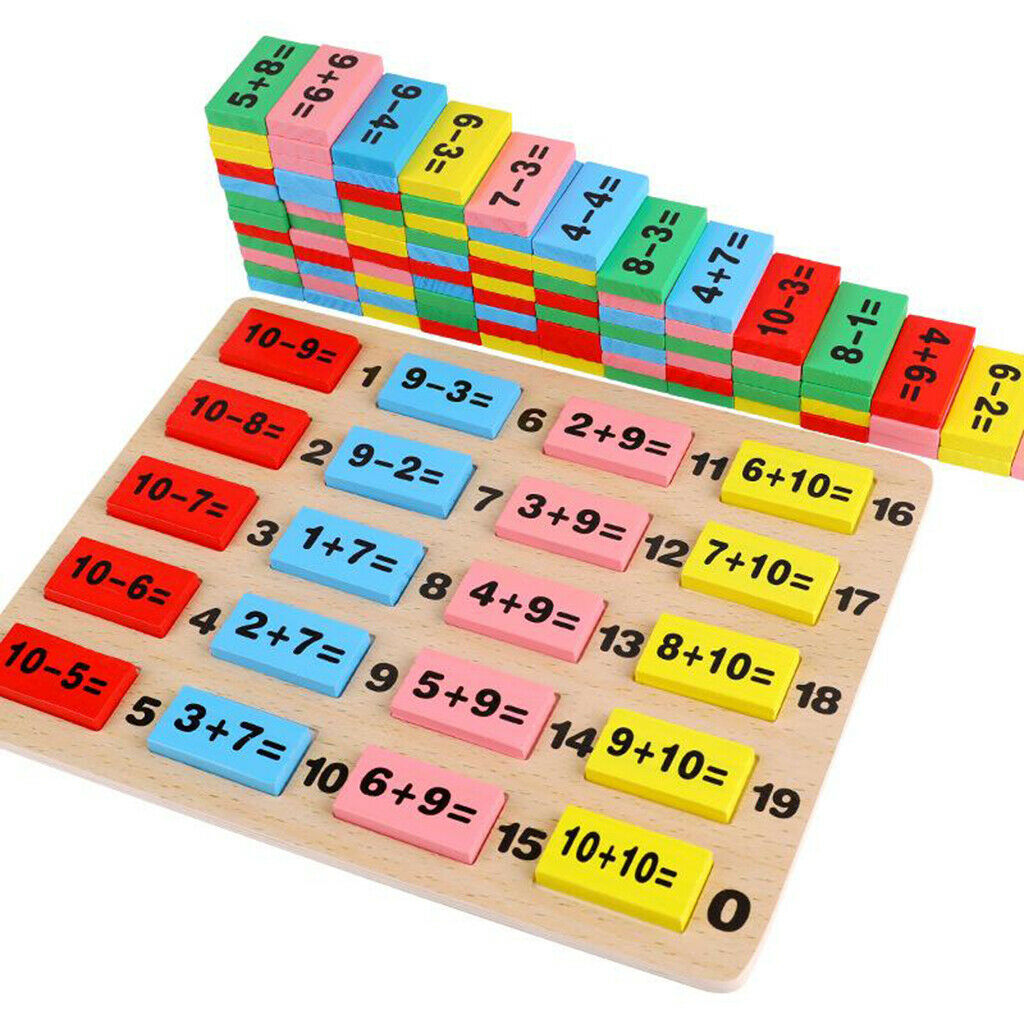 110x Colorful Wooden Math Counting Domino Classroom Mathematics Toys Funny