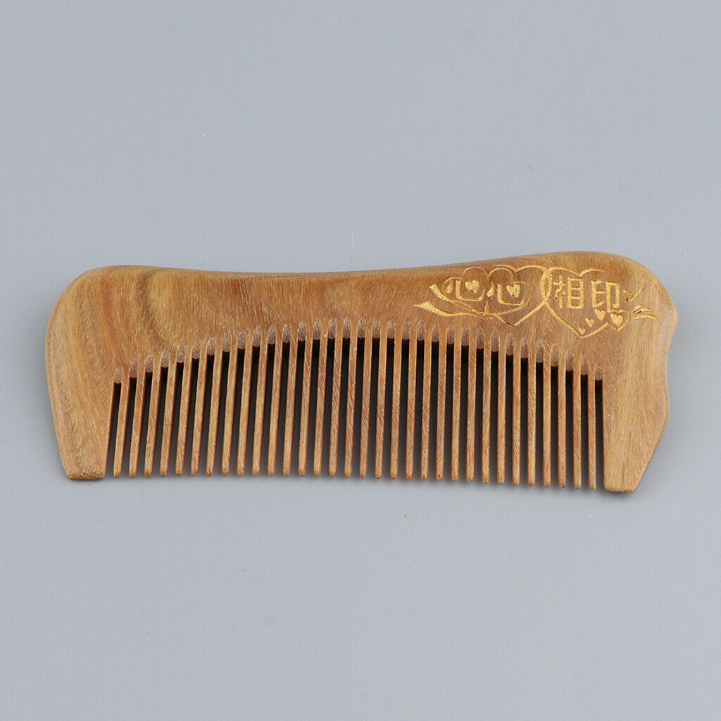 Wide Tooth Natural Wooden Hair Comb Anti-static Massage Detangler Comb Character