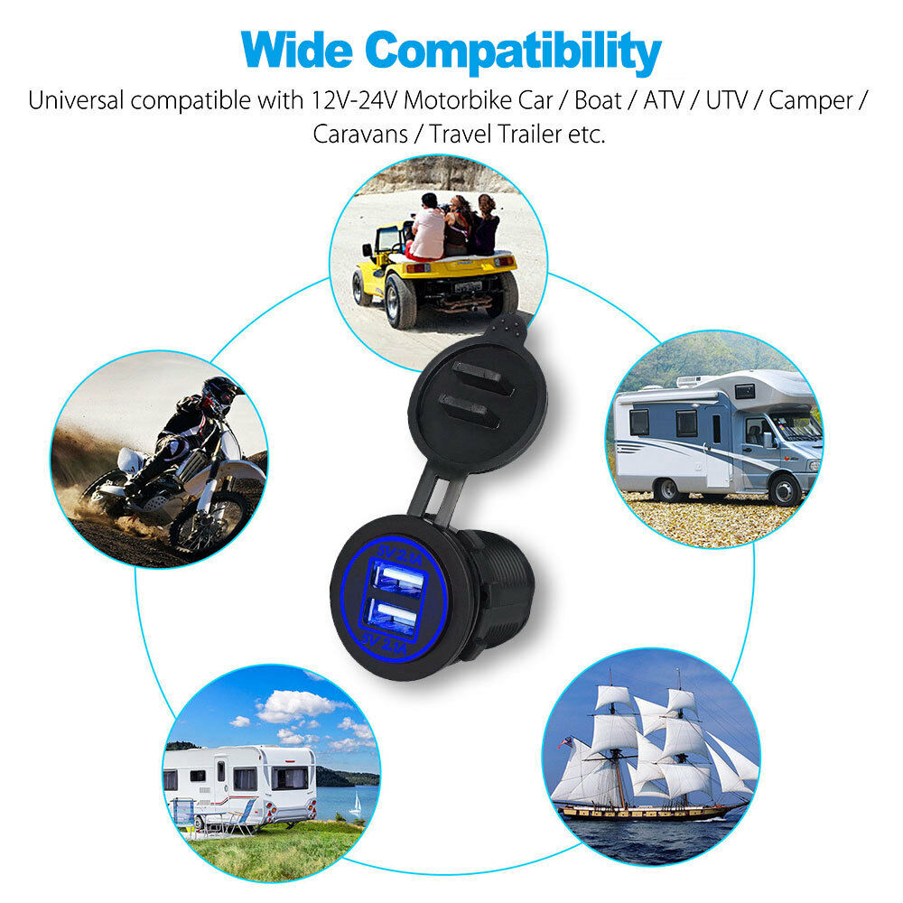 Universal Dual 2 Port USB 12V Car Socket Ciga rette Lighter Adapter 12V/24V 2020