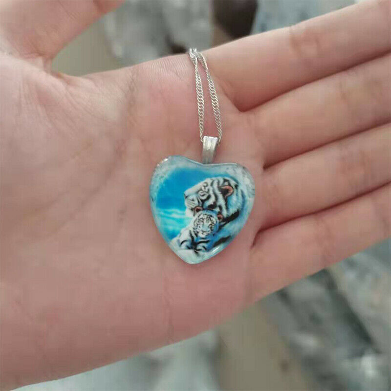 New Luxury Lady Tiger Pendant Necklace Crystal Mother and Son Heart-ShapedBDAU