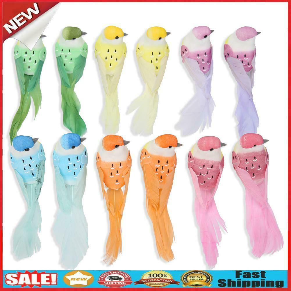 12pcs Artificial Simulation Foam Feather Birds Home Ornaments Crafts Decor @