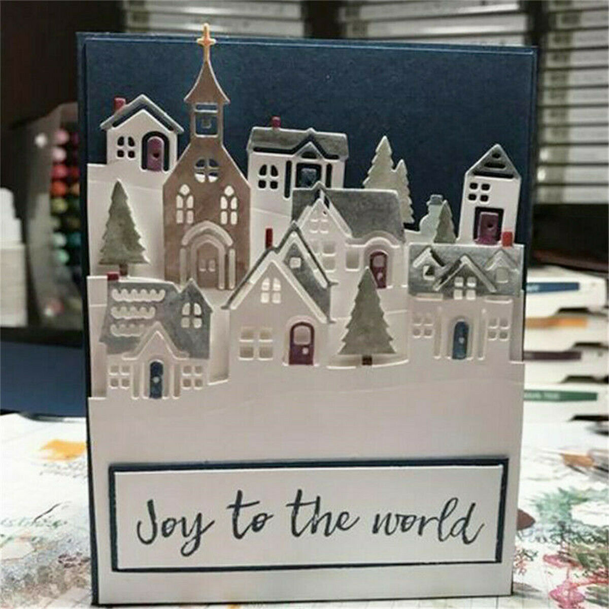6Pc/Set Christmas Hometown Greetings Metal Cutting Dies Decor DIY Craft 195*82MM