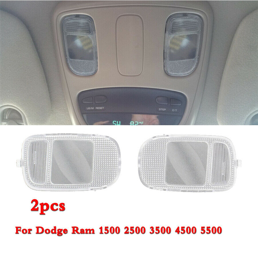 2x Car Interior Overhead Reading Light Lamp Clear Lens For Dodge Ram 2002-2010