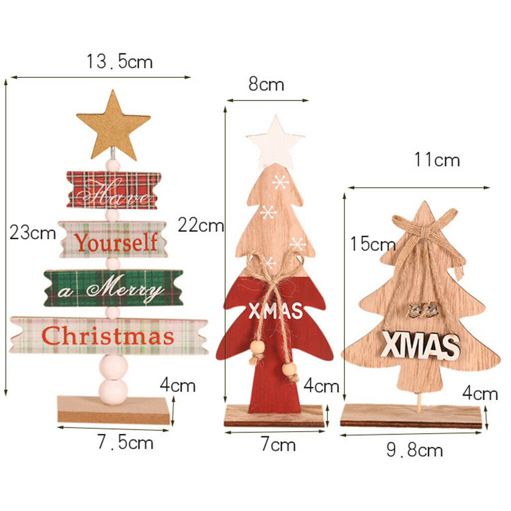 Brown Wooden Christmas Tree Desktop Ornaments Table Party Hanging Decoration