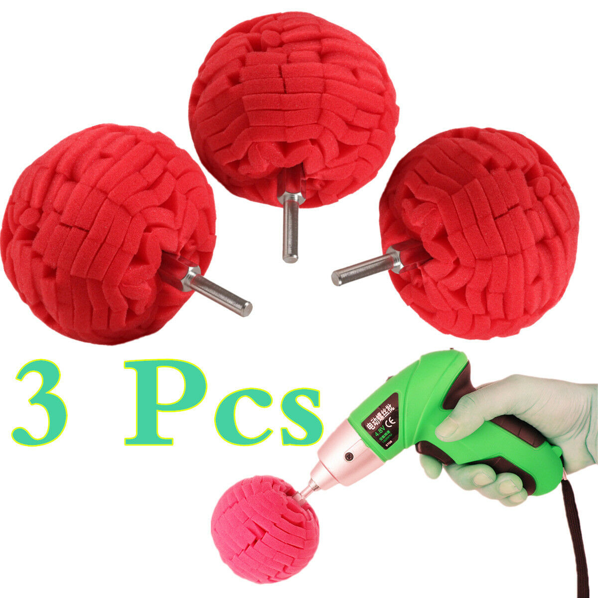 3x 3" Red Cleaning Buffing Polishing Sponge Ball for Paint Metal Jewelry Ceramic