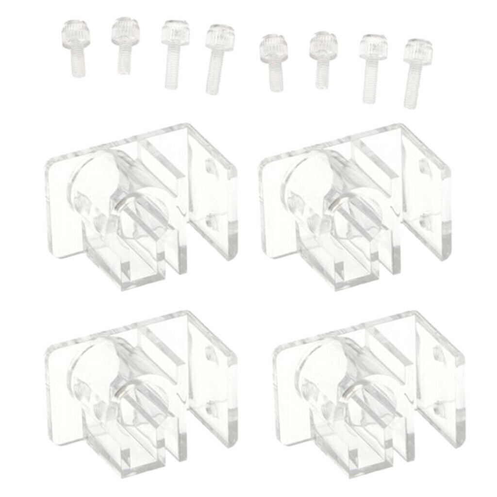 Set of 4 Acrylic Aquarium Pipe Clip Clamp Holder to Fix 12mm/16mm Inflow Outflow
