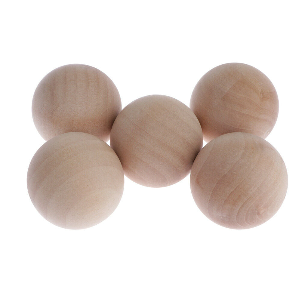 5pcs Natural Hardwood Balls 5cm Dia.- Unfinished Natural Wooden Balls for