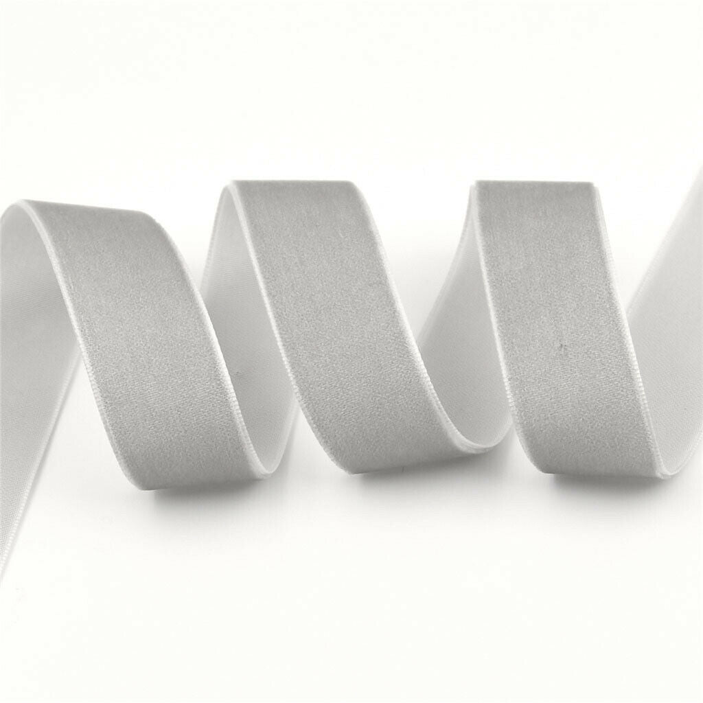 5 yards 1 "wide velvet ribbon roll for craft DIY hair bow clips gray
