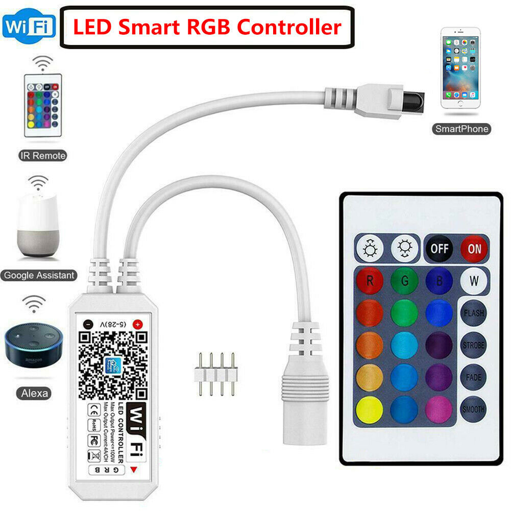 1x Mini Bluetooth/WiFi LED Controller w/ IR Remote For RGB&RGBW LED Strip Light