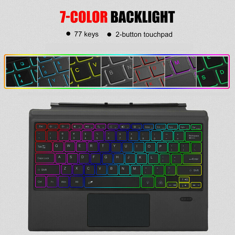 7 Color Wireless Cover Magnetic Keyboard for Microsoft Surface Pro 3/4/5/6/7