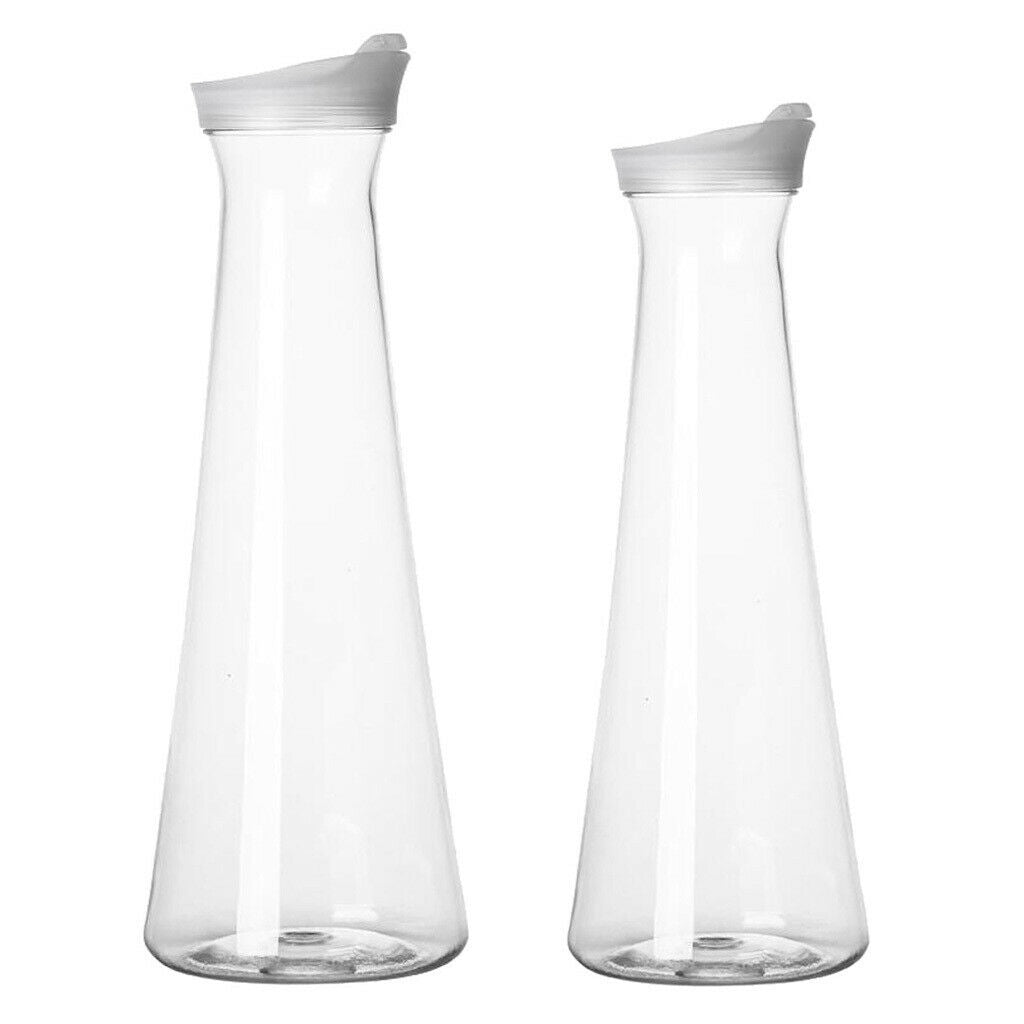 2 Pcs Acrylic Cold Water Pitchers Jug Jar with Lid 1500ml(50oz) Narrow Neck