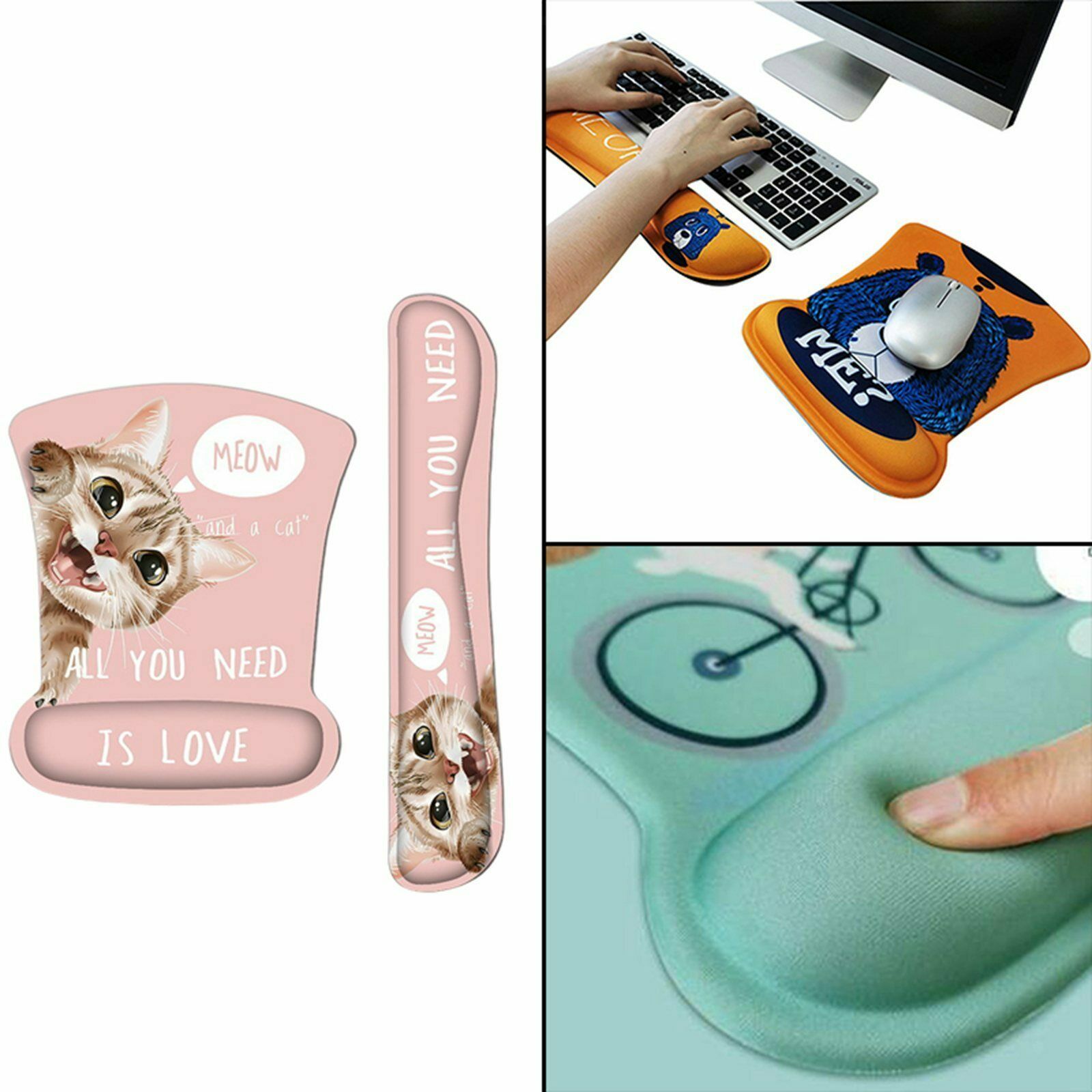 Mouse Pad Wrist Support and Keyboard Wrist Rest Pad, Ergonomic Mousepad,