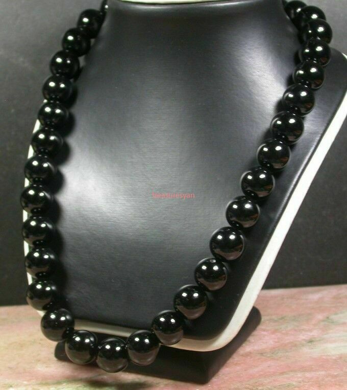 1pcs Black Agate Jade Bead Beads Beaded Necklace Beads 16 mm 18 inches