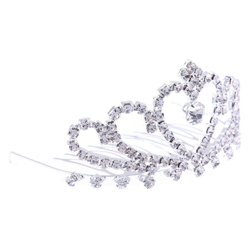 2 Pieces Bridal Crystal Crown Tiara Hair Comb Accessories for Wedding Party