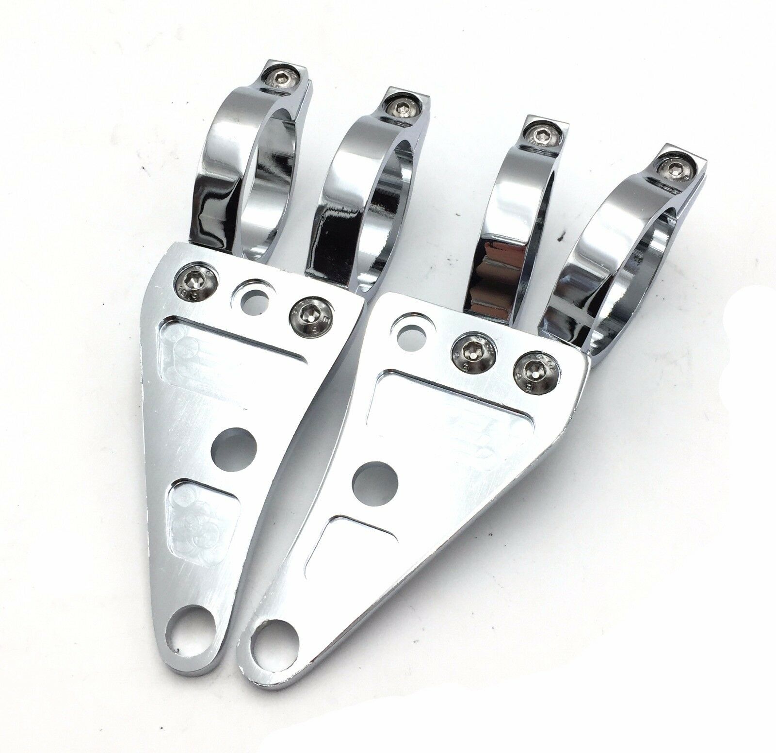 2X Billet Aluminum Headlight Fork Mounting Brackets 41mm For Chopper Cafe Racer