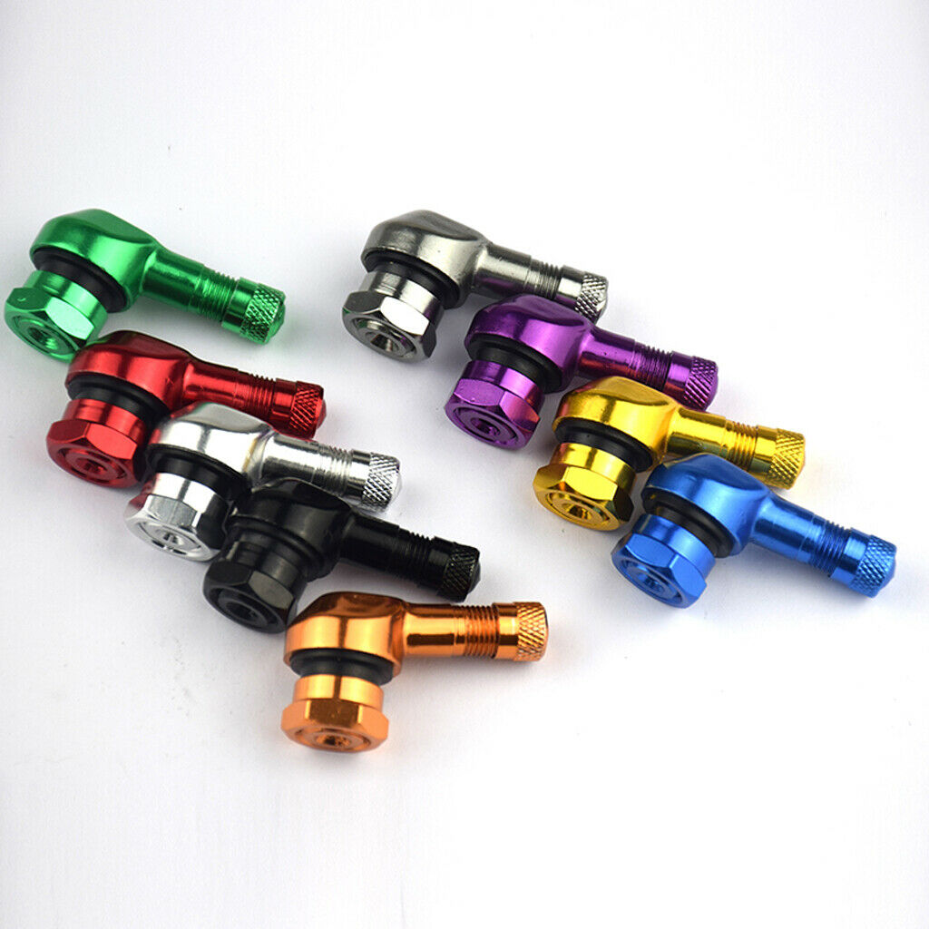 4Pcs CNC Aluminum Motorcycle Gas Nozzle Degree Angle Valve Adaptor Tyre Golden &