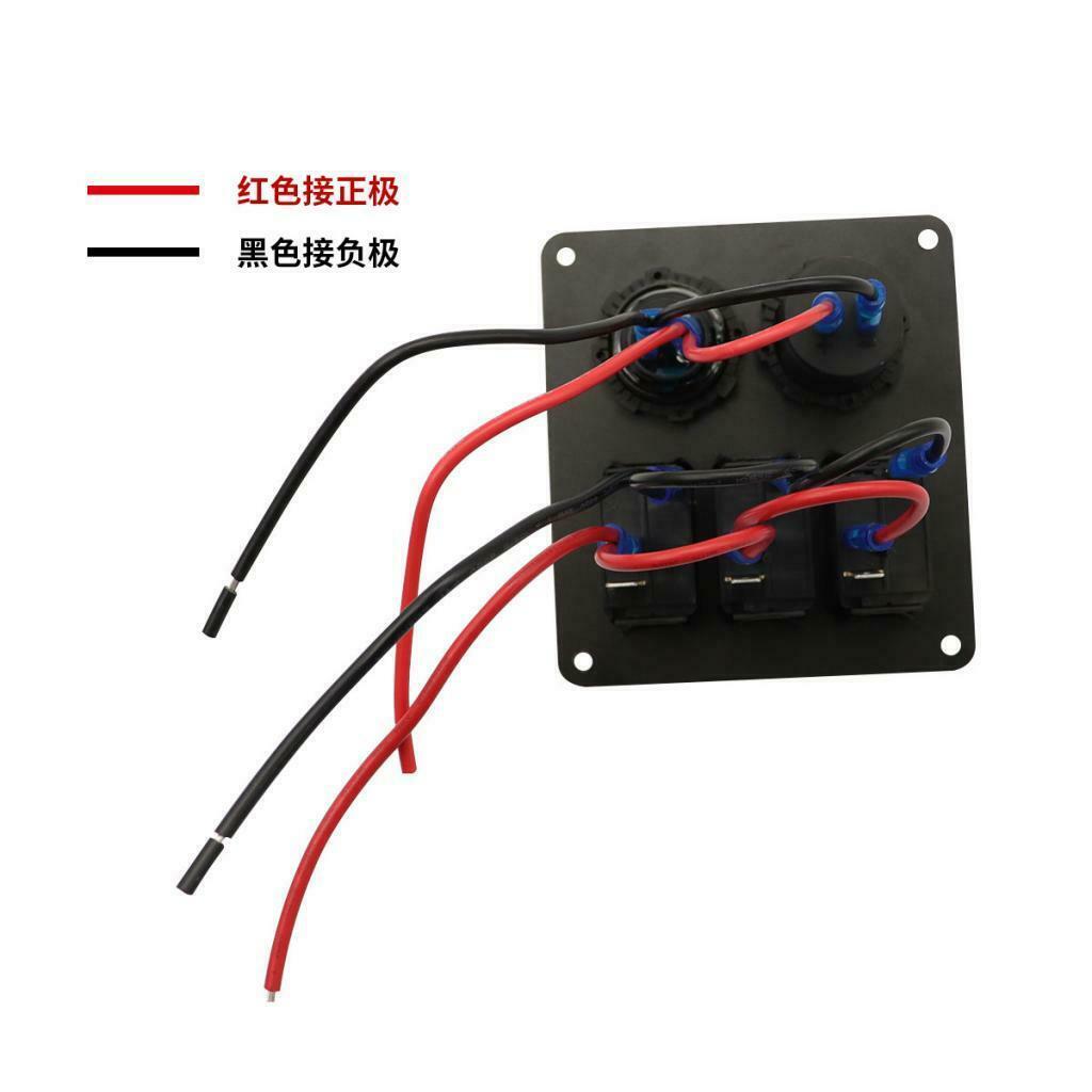 3 Gang Switch Panel with 12V-24V Voltmeter 4.8A USB Charger for RV Car