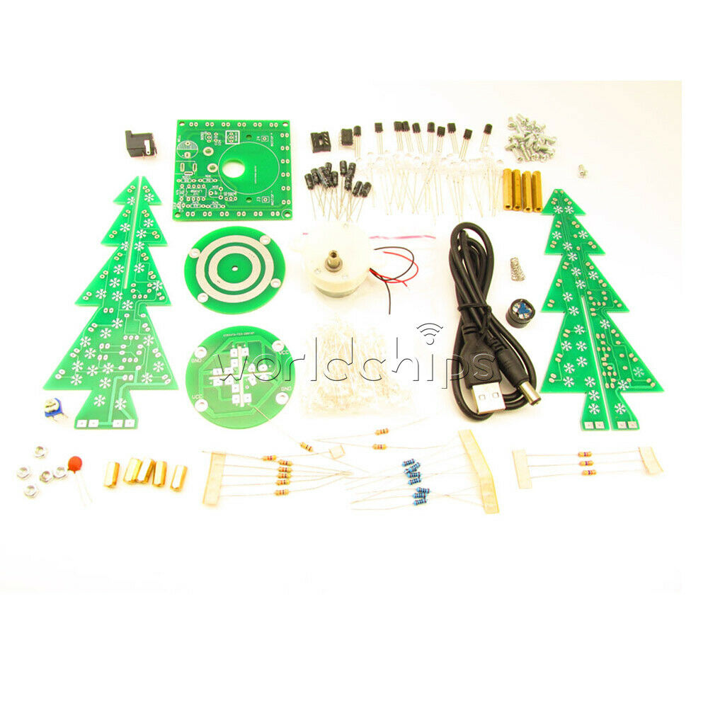 Rotating Music Colorful Christmas Tree LED Water Lamp+Breathing Light DIY Kits