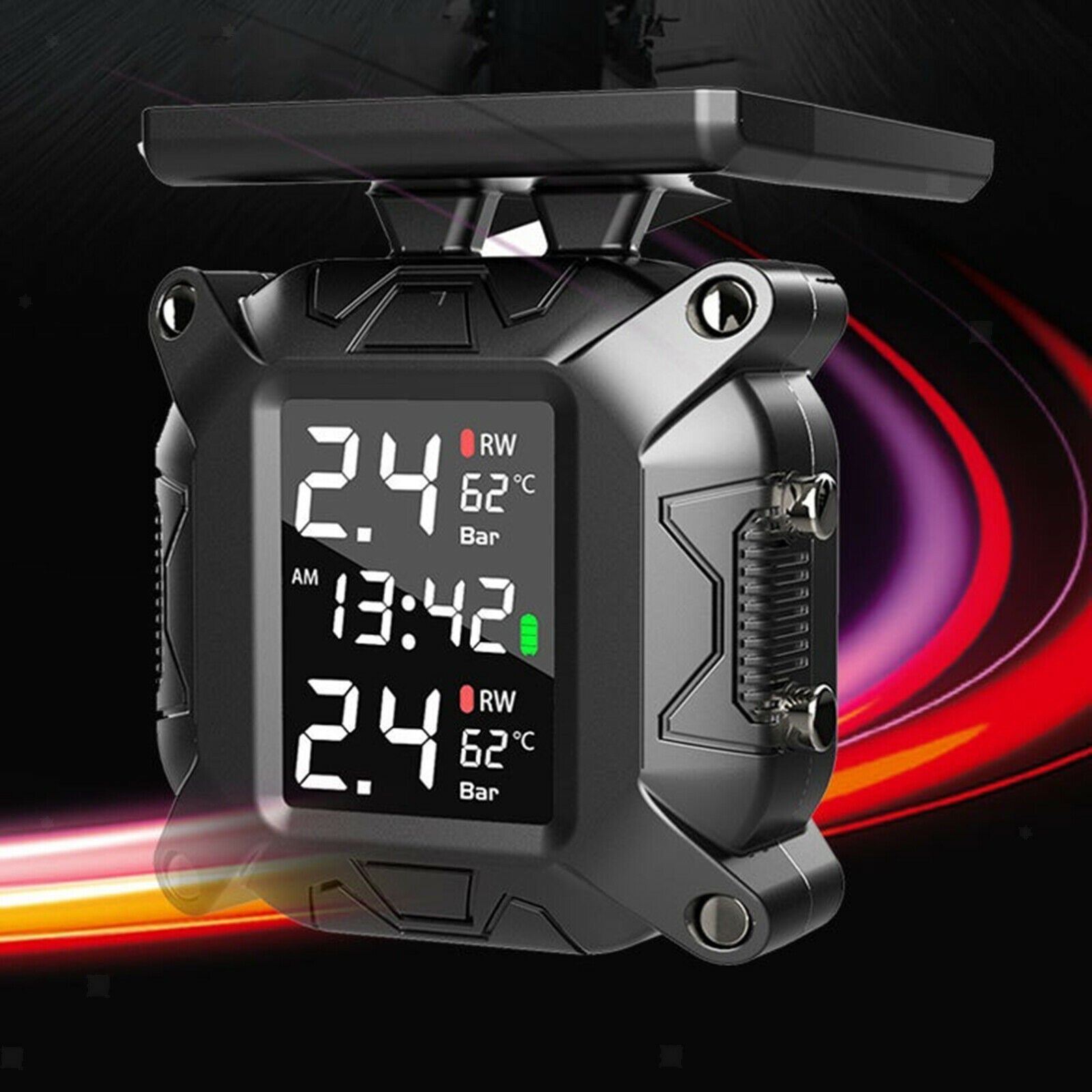 Solar Tire Pressure Monitoring System USB Quickly Charge for Motorcycle RV