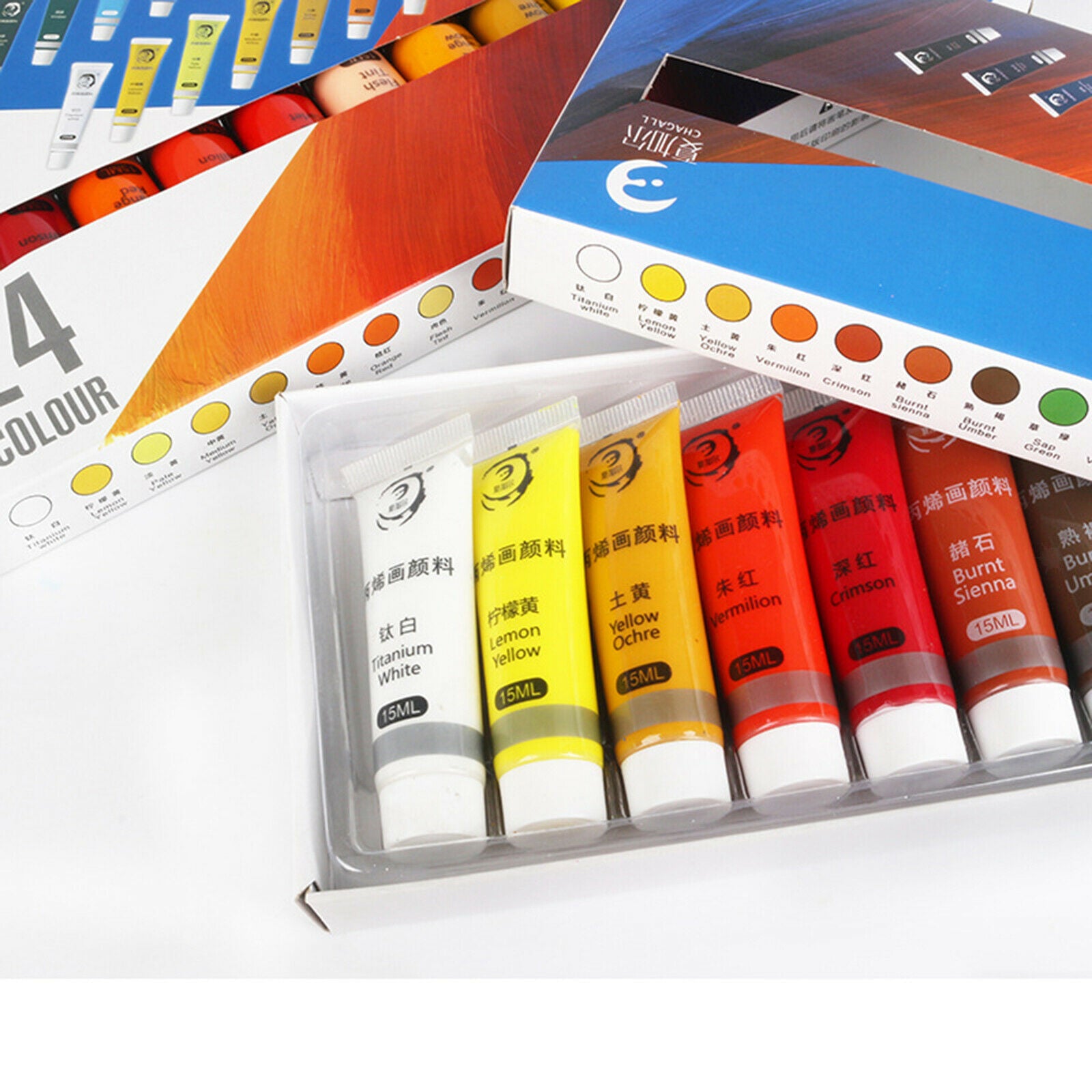 24Colors Acrylic Paint Water-resistant Adults Art DIY Drawing on Canvas Wood