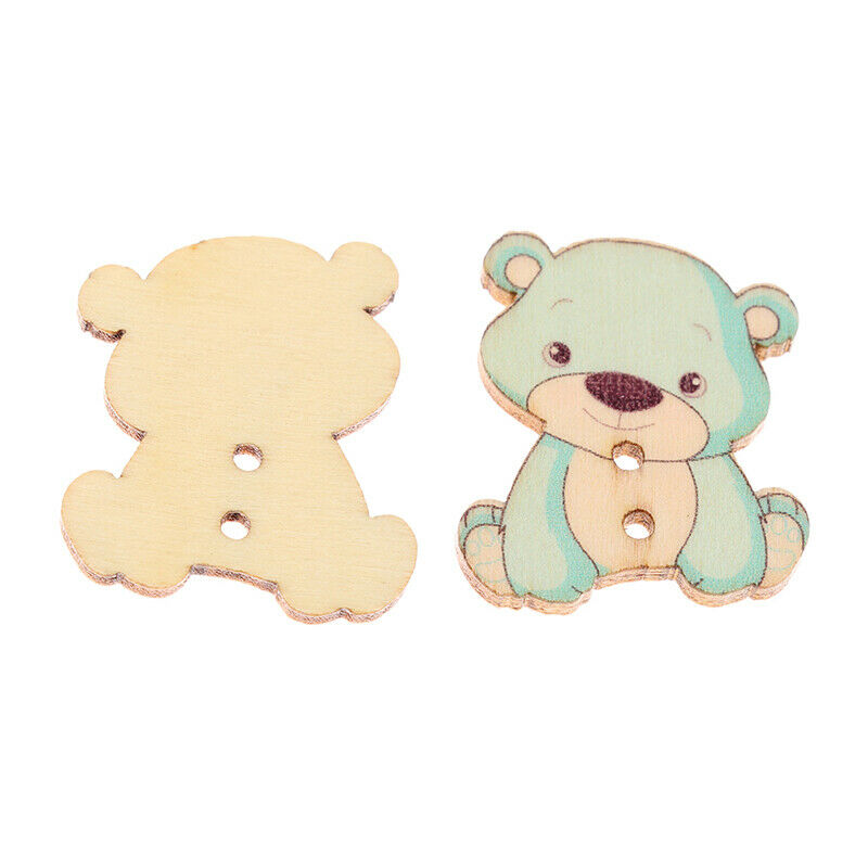 50pcs cartoon Color bear wooden buttons children education handmade stickersFCA
