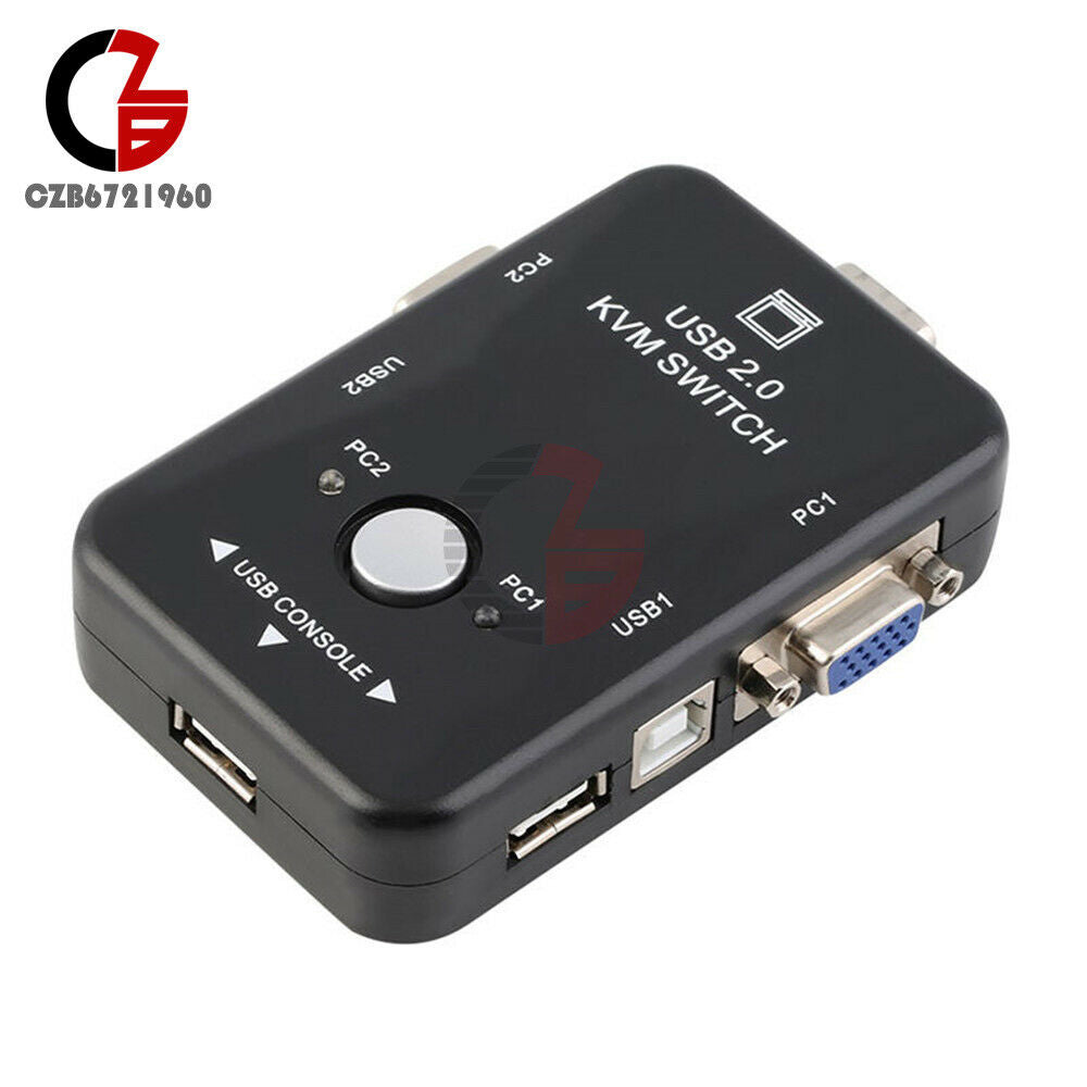 2-Port TV Box Adapter Connect BOX Video Monitor VGA/SVGA USB 2.0 KVM Switch