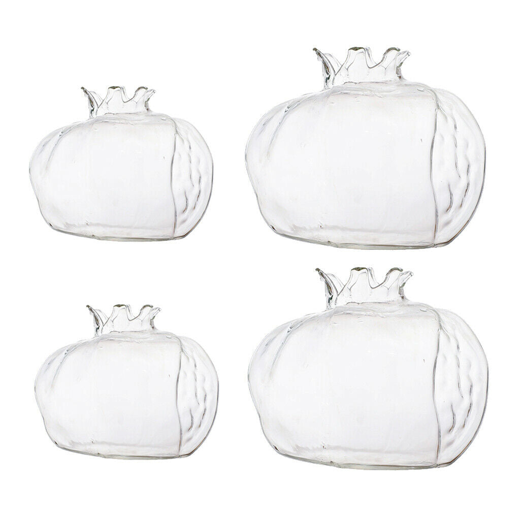 Set of 4 Clear Pomegranate Small Flower Vase Glass Bottles Wedding Decor