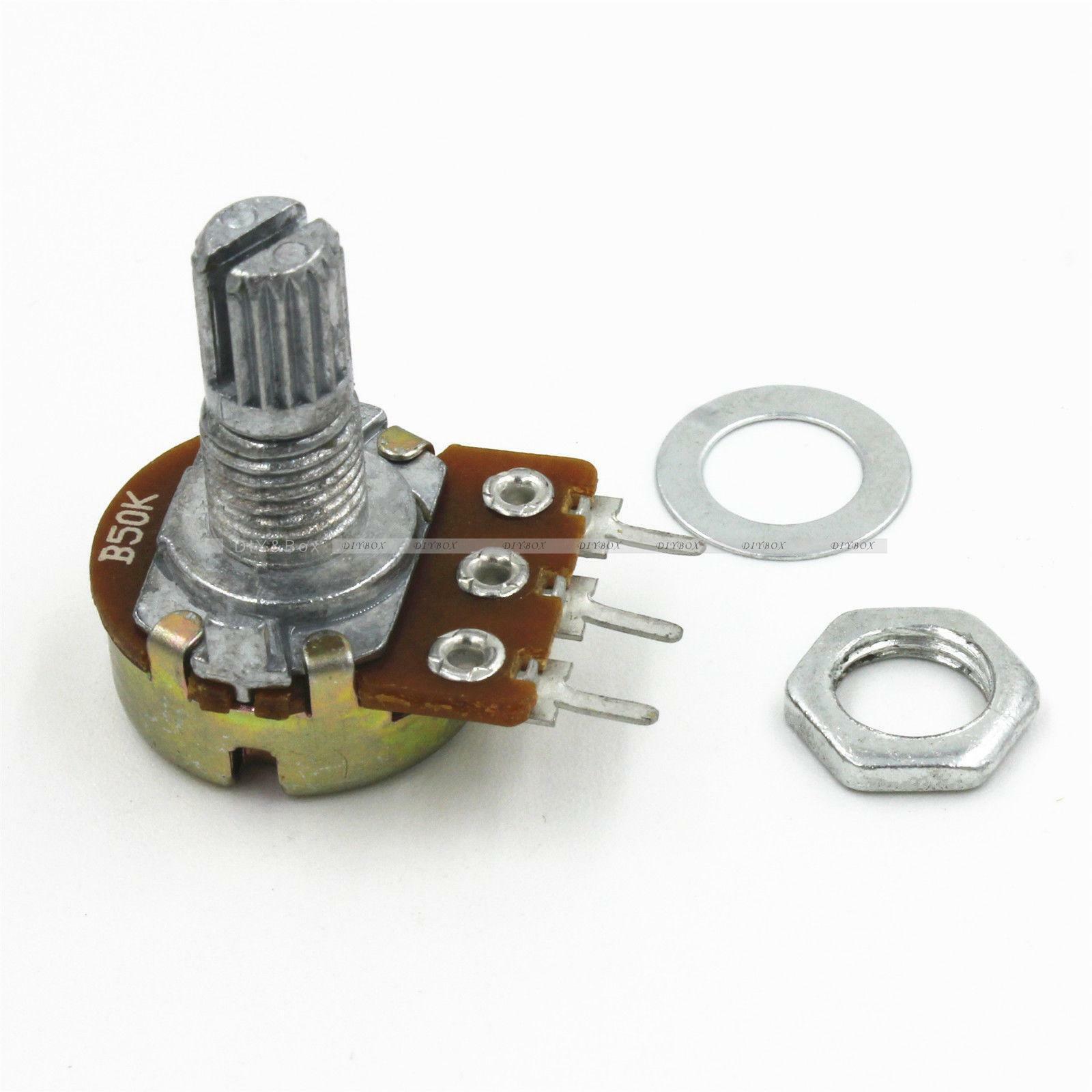 5PCS 50K OHM 3 Terminal Linear Taper Rotary Potentiometer 50KB B50K Pot