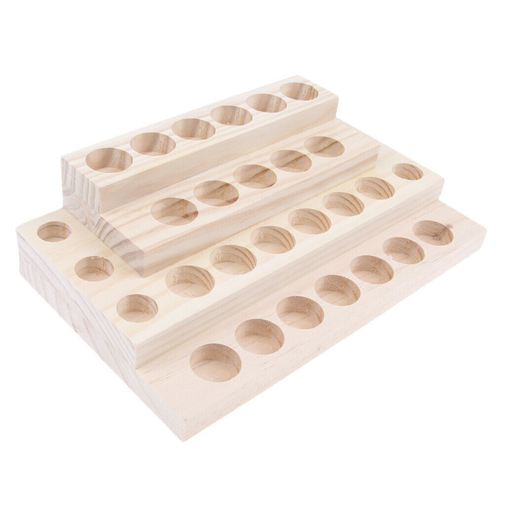 2 Pieces Wooden Essential Oil Holder Display Storage Rack Tray Organizer