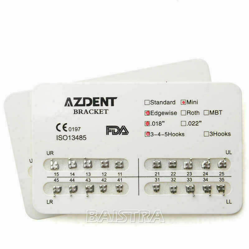 40packs Dental Bracket Brace Edgewise Slot.018 Hooks 3-4-5 Orthodontic AZDENT