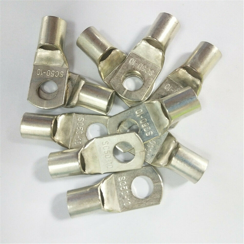 10PCS SC50-10 Tinned Copper Lug 1/0 Gauge AWG Wire Ring Terminals 3/8 inch