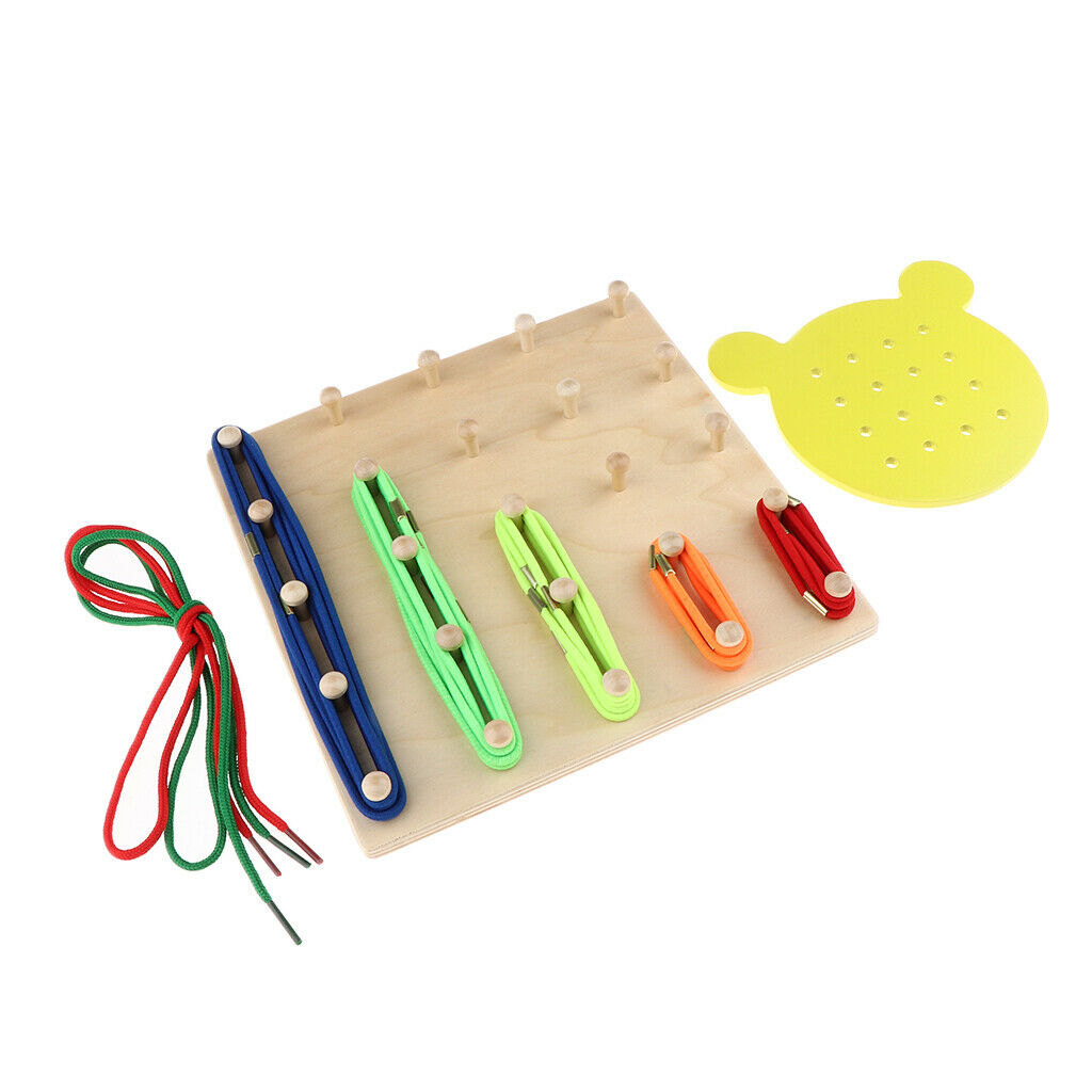 Wooden Geoboard & Lacing Board Set, Kids Montessori Geometric Learning Toys Gift