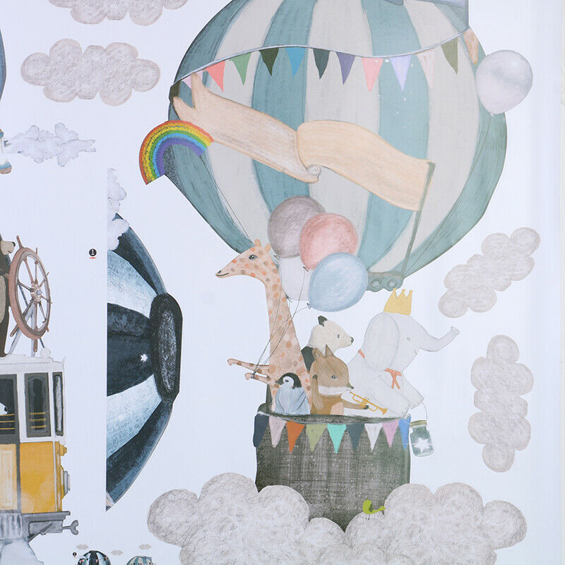 Cartoon Hot air balloon Wall Stickers animals Kindergarten room Wall Deca.l8