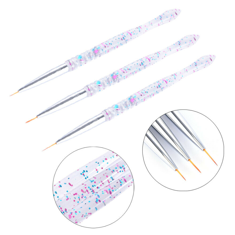 3Pcs Nail Art Pen Dotting Drawing Painting UV Gel Liner Polish Brush Nails Tool