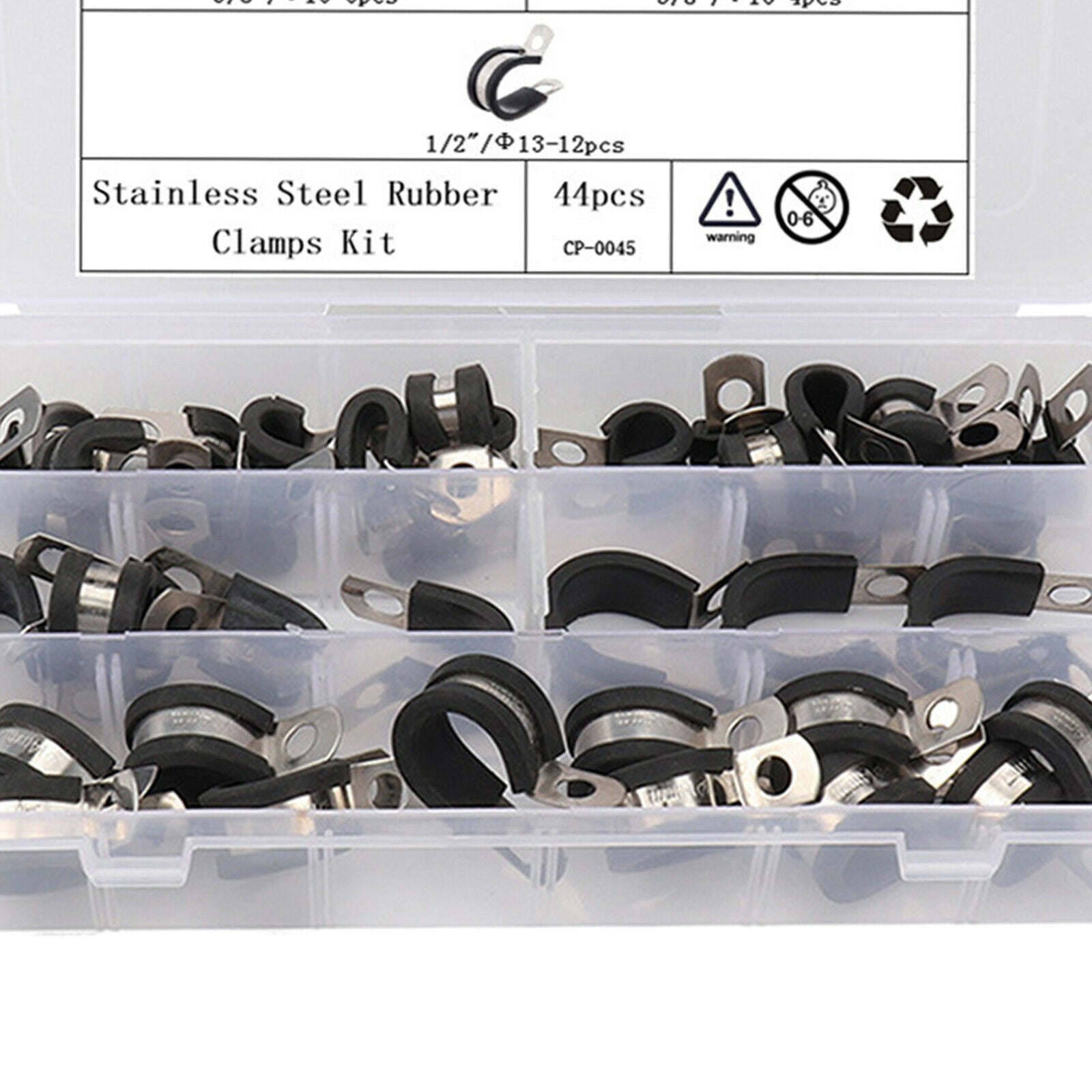 44pcs Rubber Insulated Clamp Kit Cable Clamp Tube Holder Assorted in 5 Size