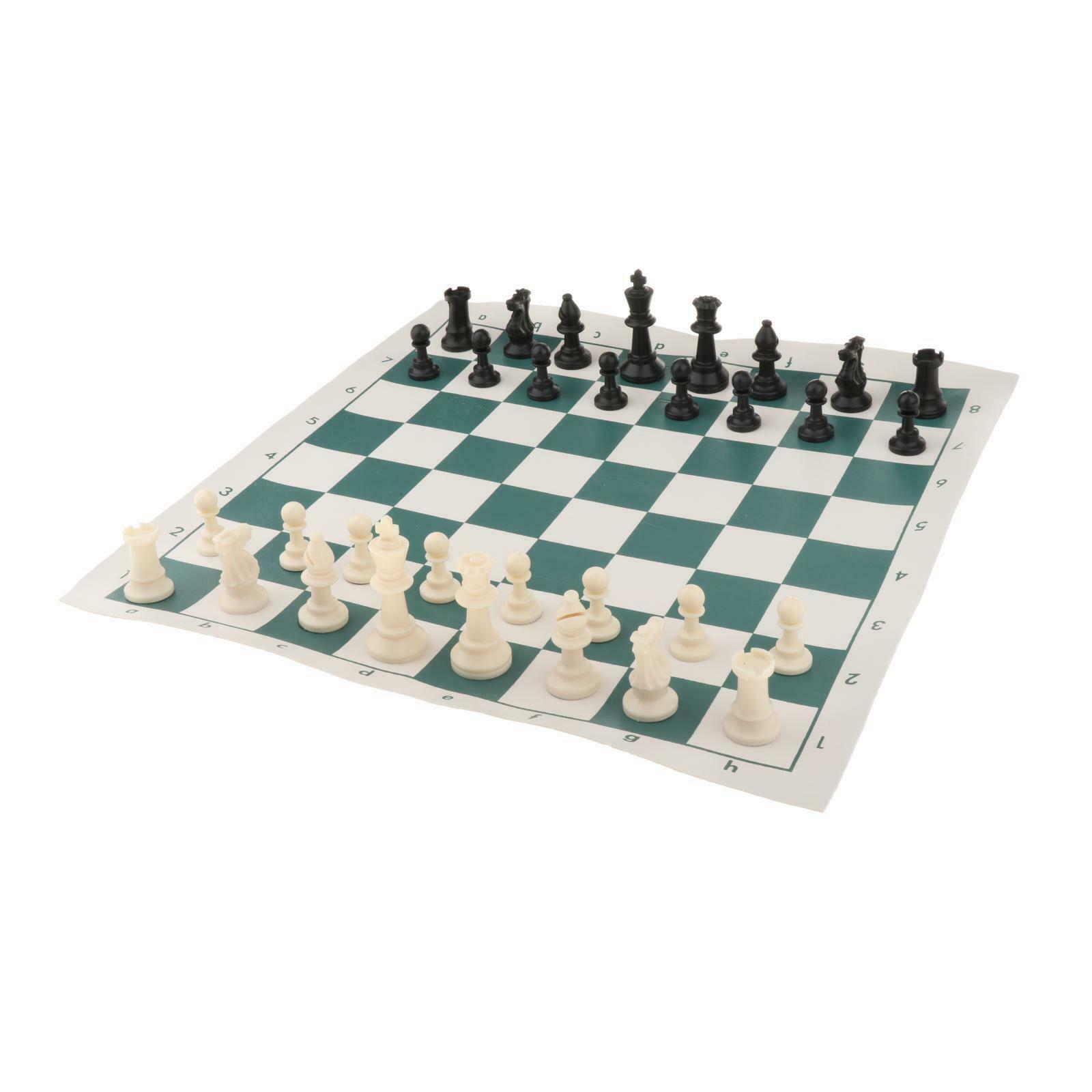 Roll-up Plastic Chess Set Rollable 18" Cloth Board for Adults Kids Outdoor