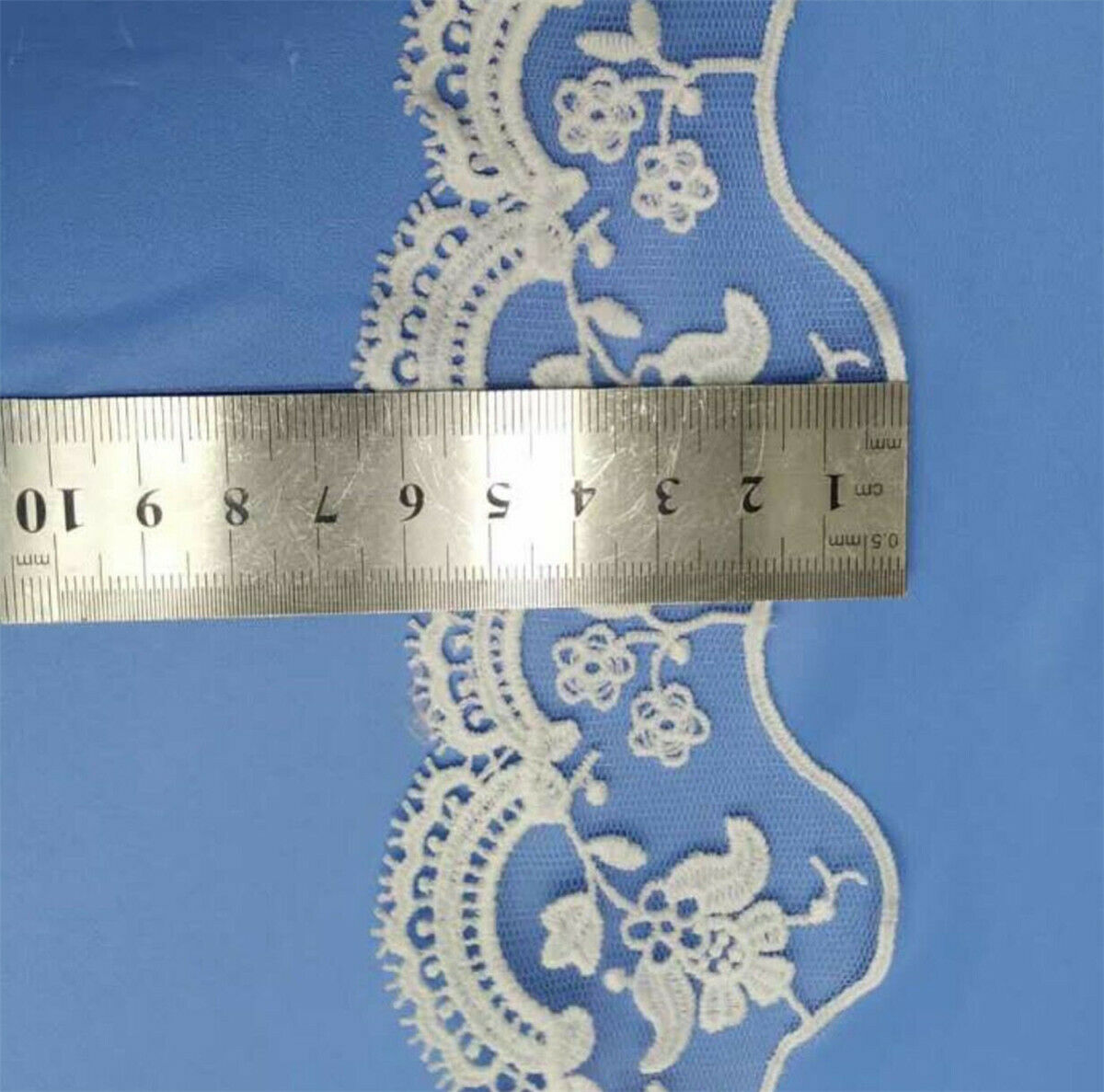 2Yd Embroidered Ribbon Floral Lace Wave Trim DIY Fabric Sewing Craft Clothing