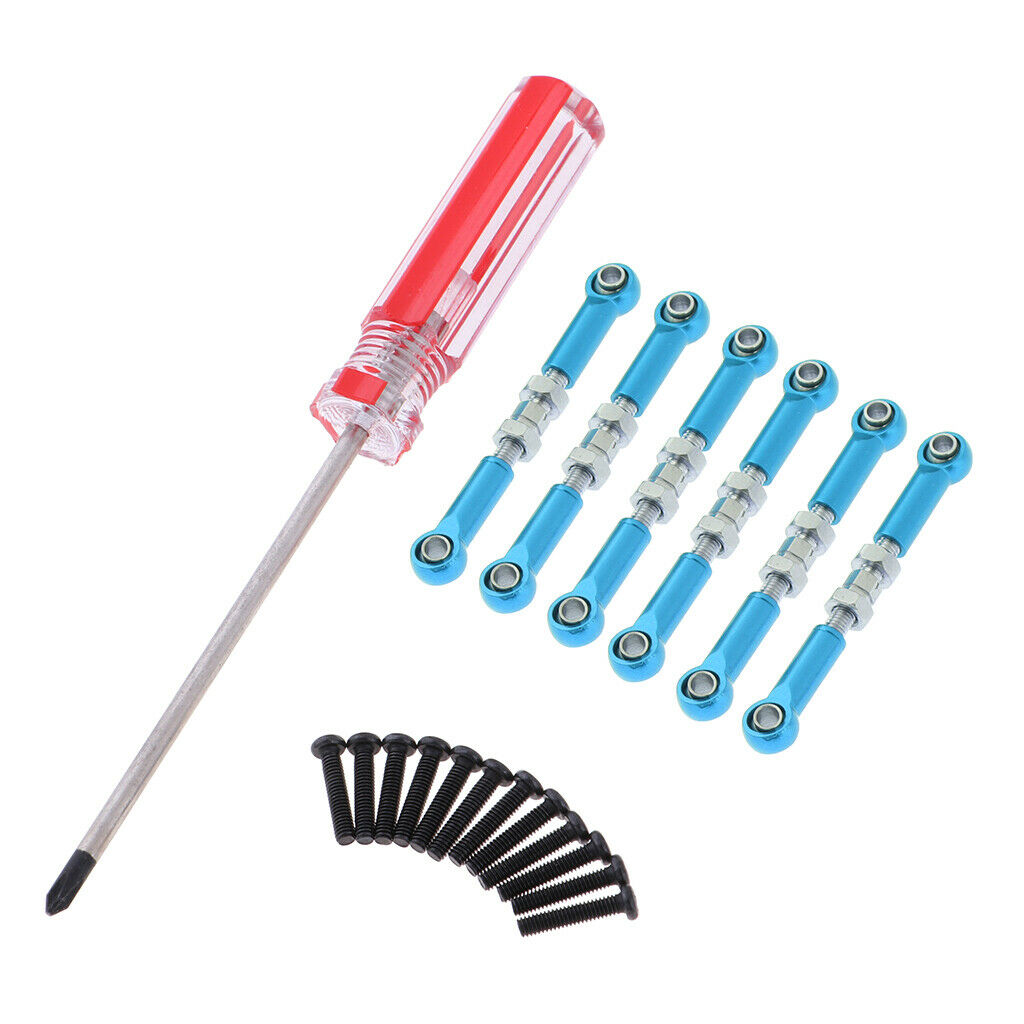 6pcs Steer Servo Linkage with Screw Driver for Wltoys A959 1/18 RC Blue