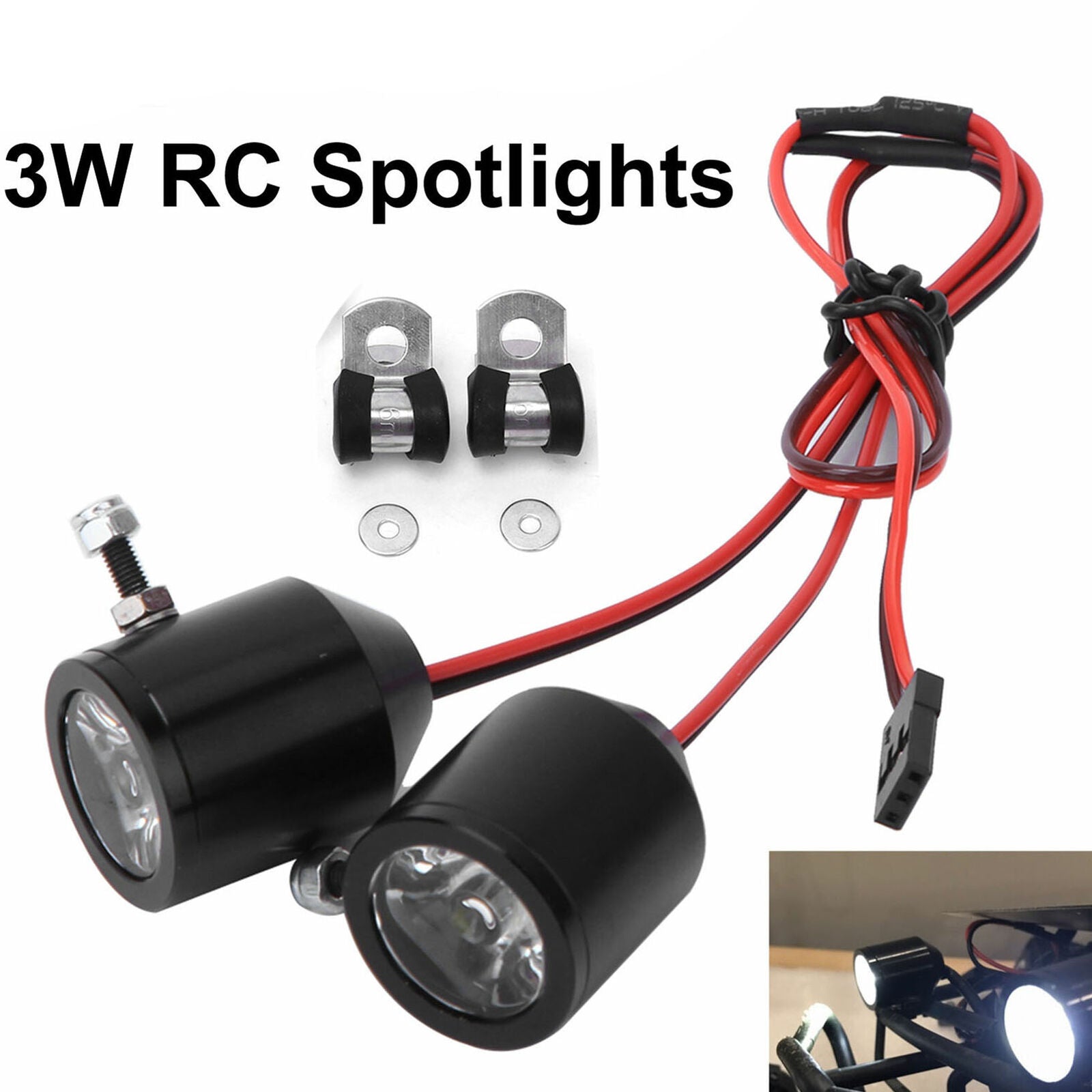 3W Searchlight LED Light For 1/10 Traxxas TRX4 SCX10 D90 RC Truck Crawler Car