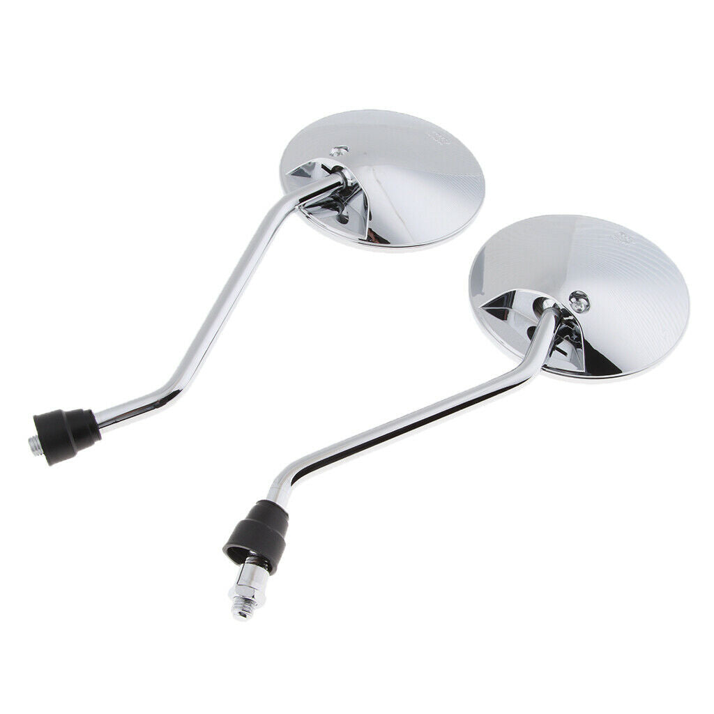 1 Pair Chrome Motorcycle Handlebar Round Rear View Side Mirror 10mm