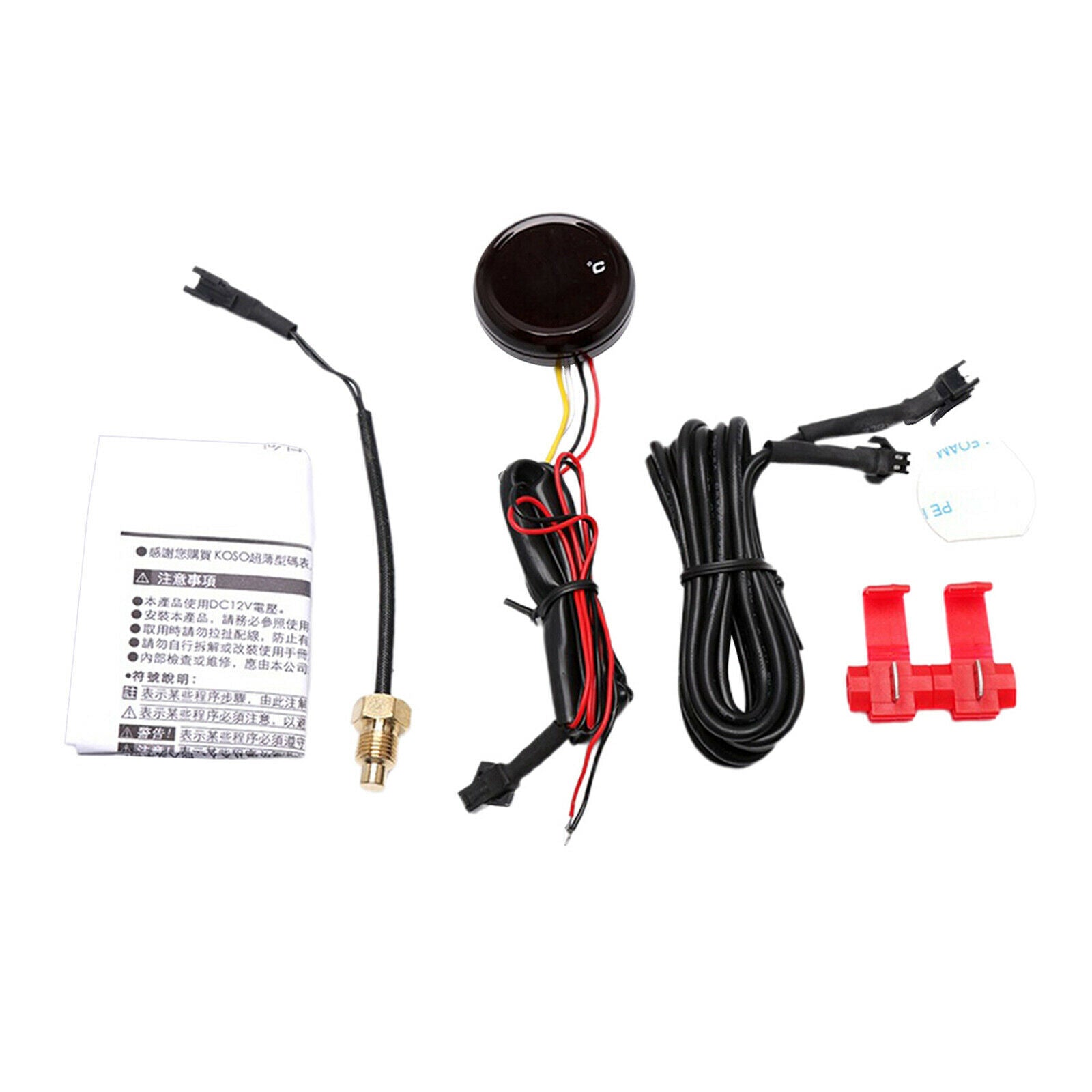 Scooter Motorcycle Water Temp Meter Gauge 0~120 Degree Accessories Red LED