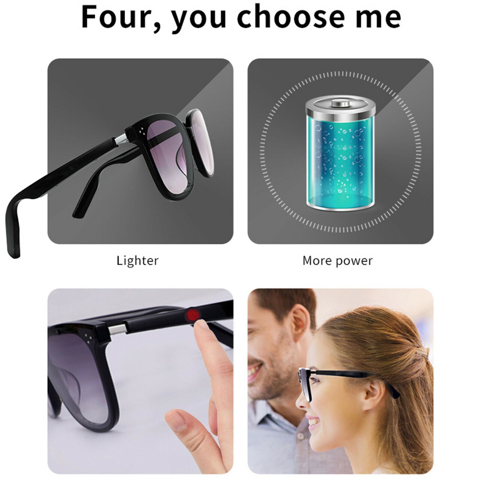 Smart Bluetooth Sunglasses Headset for Calling Music Meeting Mobile Phones