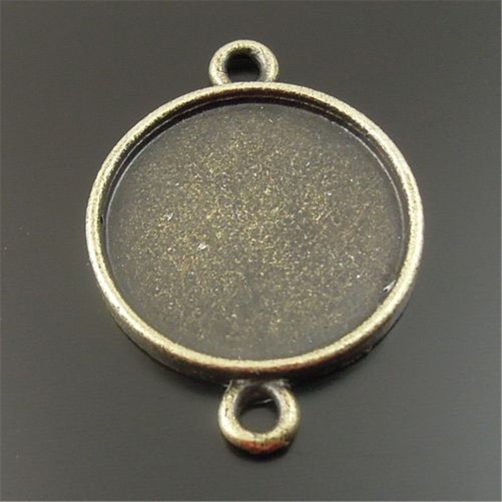 20pcs Antiqued Bronze Alloy Round Cameo Setting 18mm Pendant Jewelry Connectors