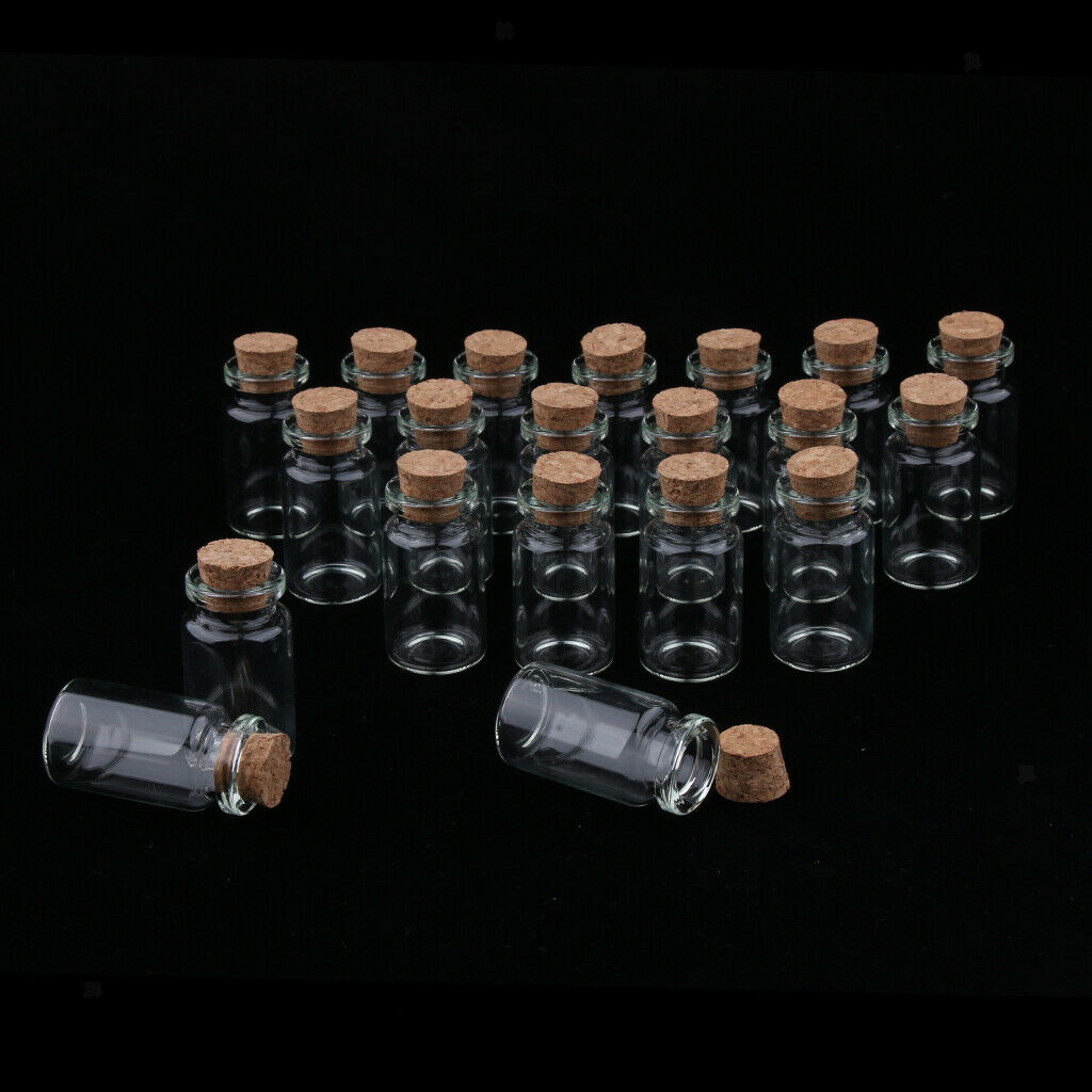 20Pcs 7ml Mini Empty Clear Glass Bottle Vials With Cork Stoppers For Storage