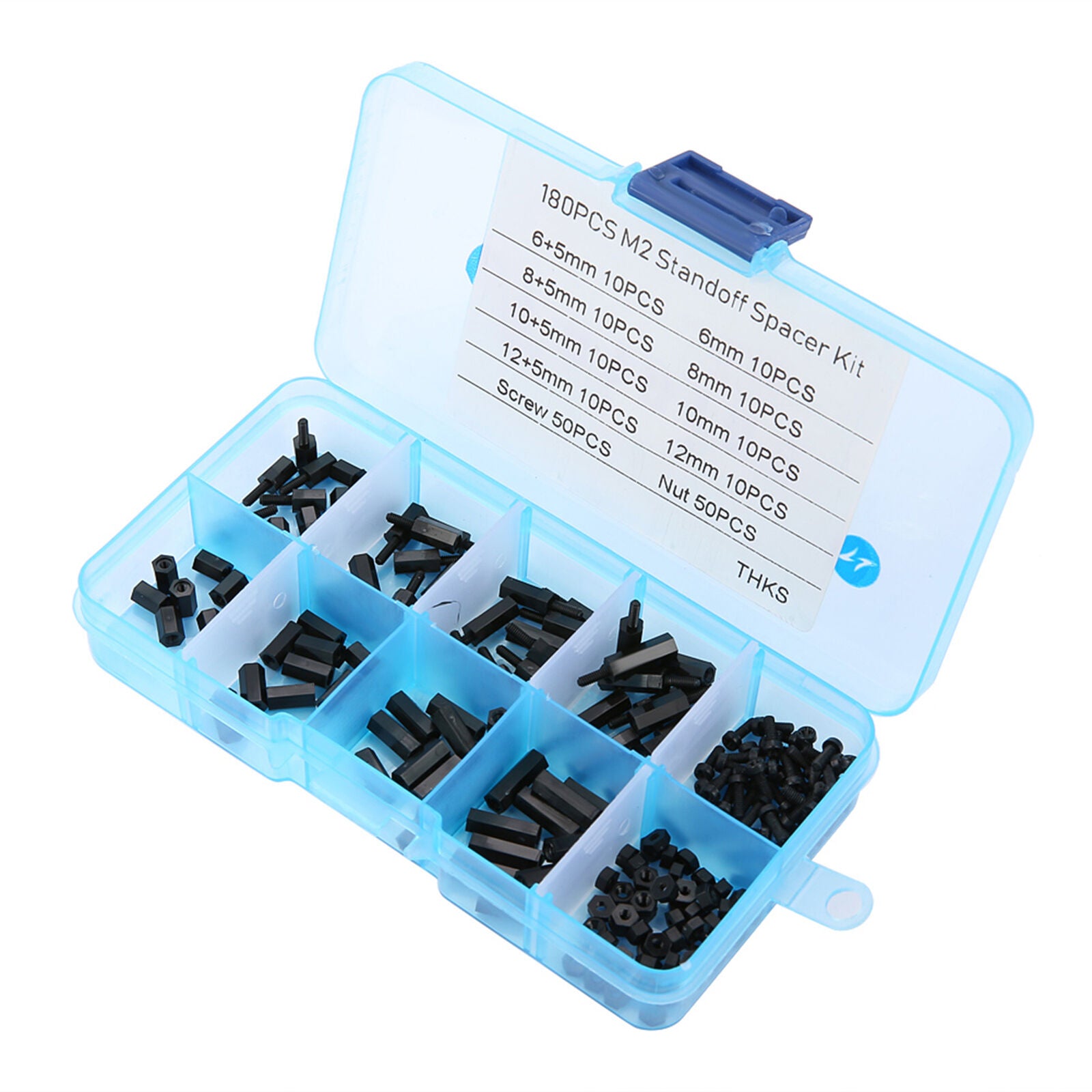 M2 Single-Way Plastic Hexagonal Column Nylon Washer Screw Nut Kit 180 Pcs/set