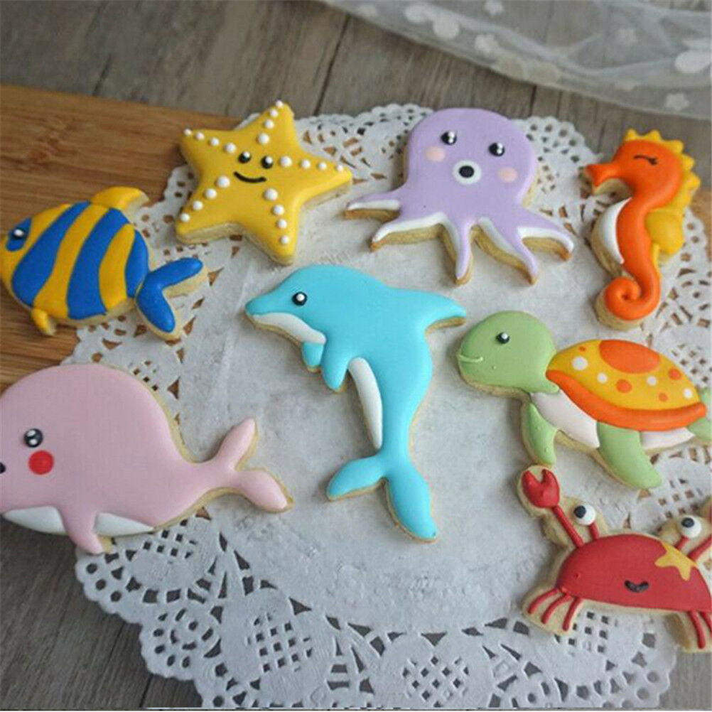 8pcs sea fish animals Cutter Sugarcraft Cake Decorating Cookies Pastr.l8