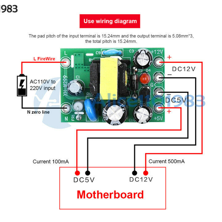AC 110-220V To DC 5V 12V Switching Power Supply Module Isolation PCB Board