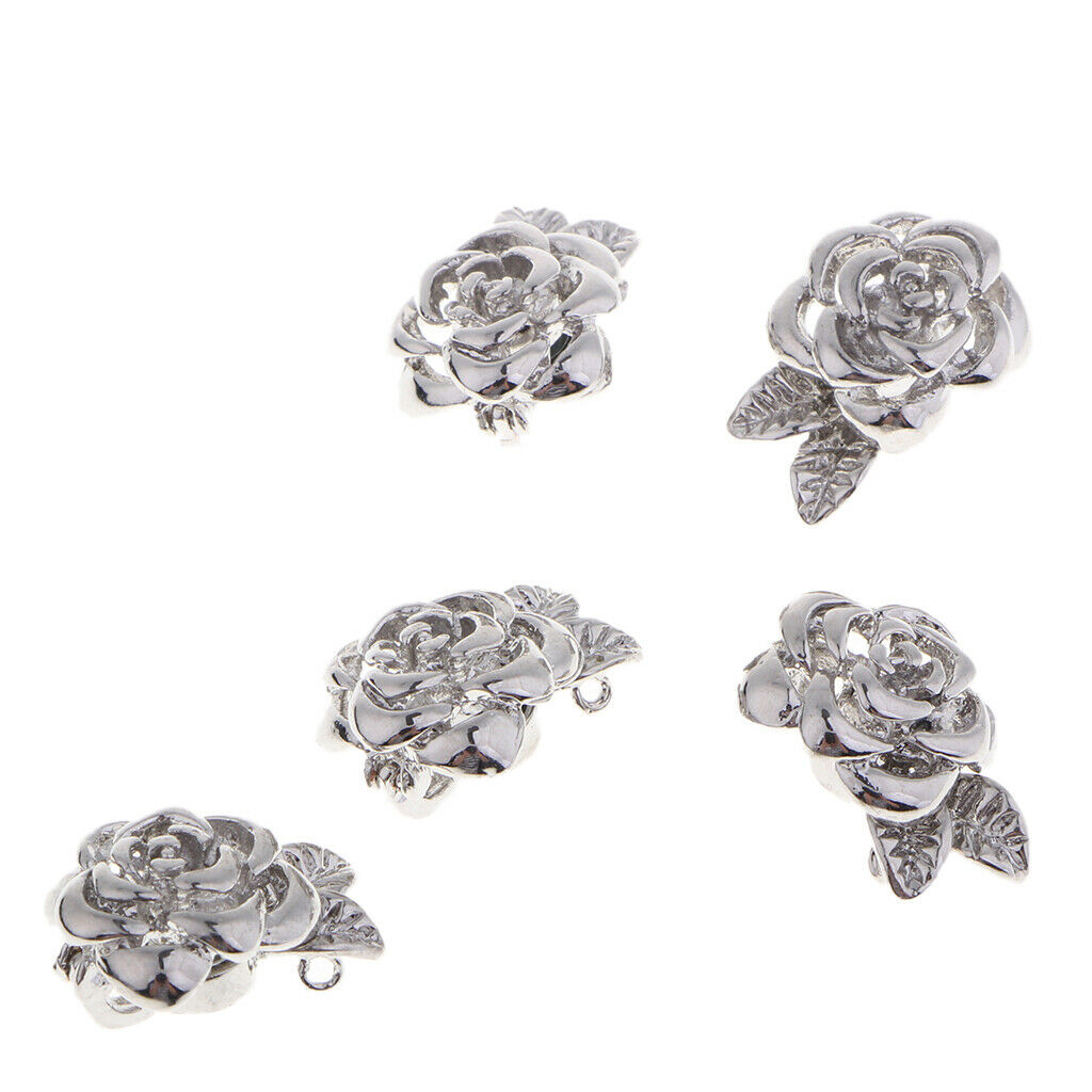 5Pack Rose Flower Magnetic Clasps DIY Hooks End Jewelry Making 2x1.3cm