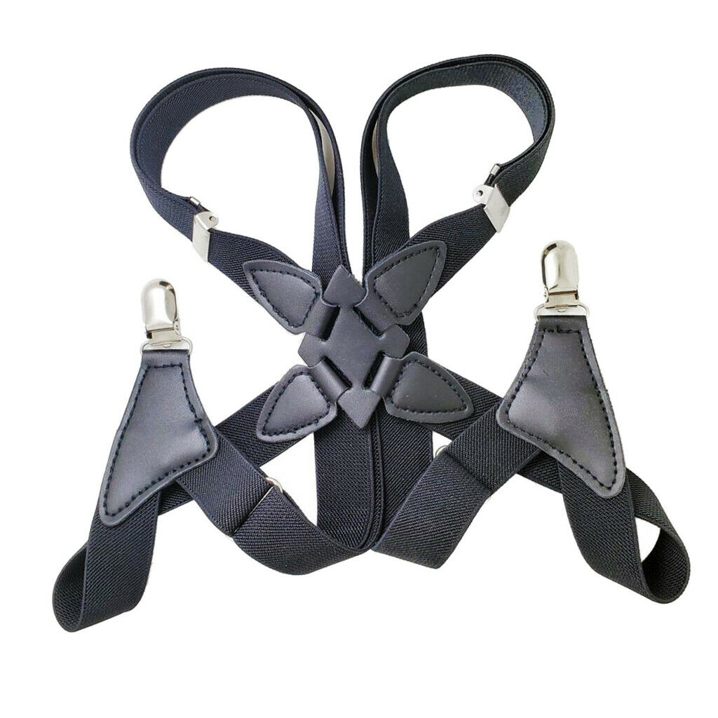 Mens Undergarment Suspenders X Back Side-clip Style with Premium 2 Clips