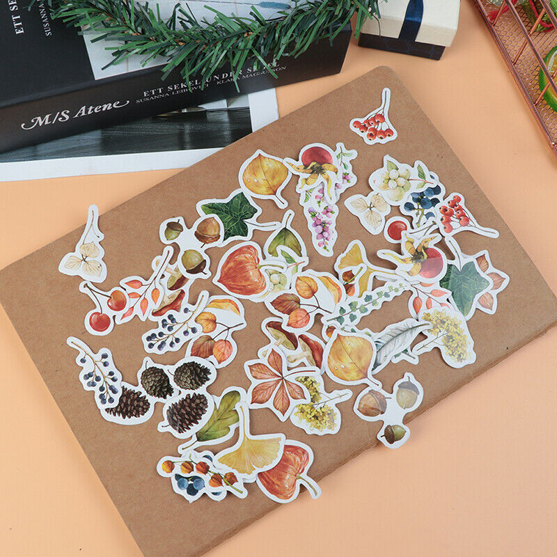 46pcs/lot Autumn Fallen leaves Plant Paper Diary Mini Cute box Stickers  b_h Qx